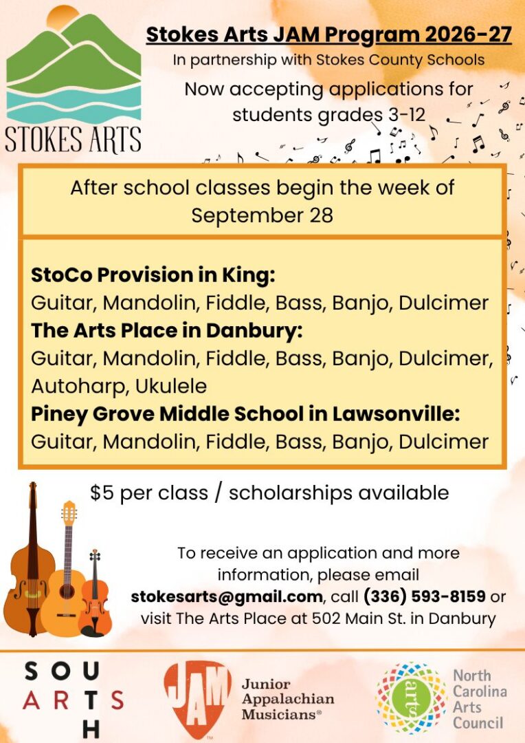 Stokes Arts JAM Program 2026-27 In partnership with Stokes County Schools